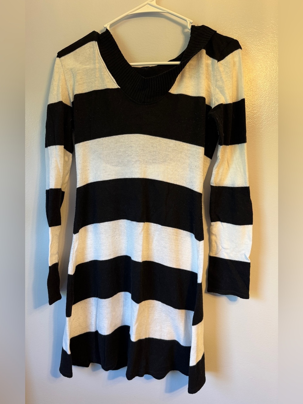 Marfinno- Black and White Striped Knit Dress